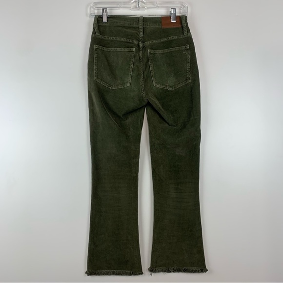 Madewell Cali Demi-Boot Corduroy Cropped Pants Green 24 Raw Hem Button Fly - Picture 4 of 14